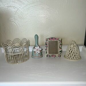 Green Ceramic Bell with Floral Accent